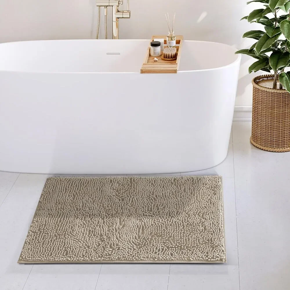 Hearth & Harbor Bathroom Rugs, Chenille Bath Mat Non-Slip Backing Rubber NWT